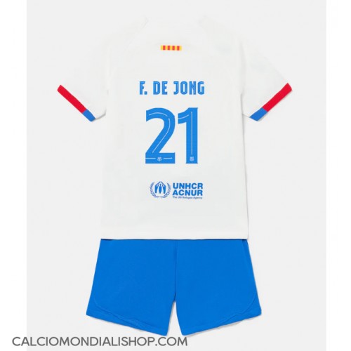Maglie da calcio Barcelona Frenkie de Jong #21 Seconda Maglia Bambino 2023-24 Manica Corta (+ Pantaloni corti)